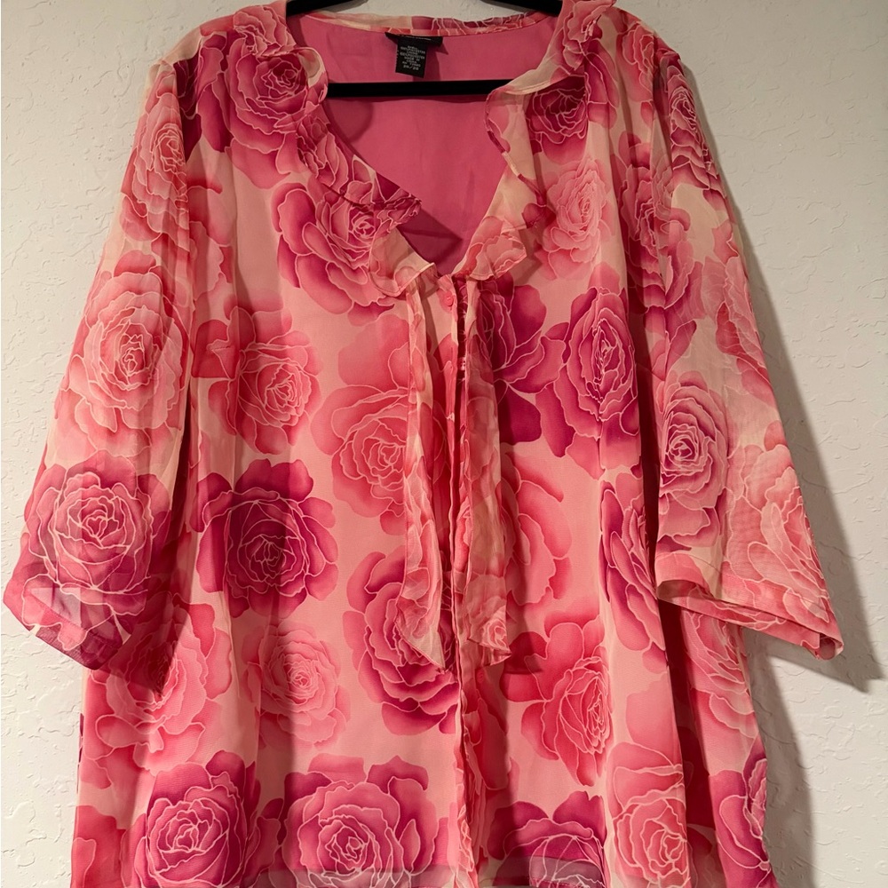 Avenue Pink Sheer Top